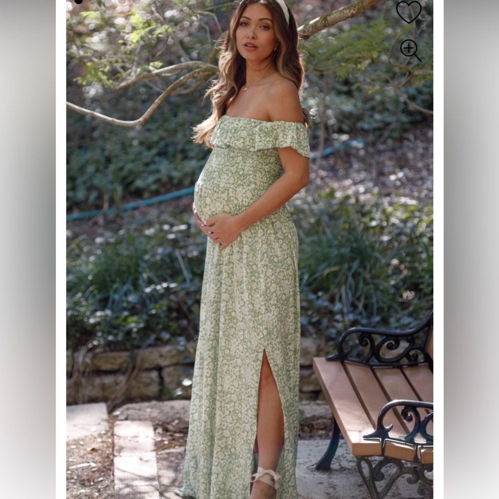 Maternity off shoulder pink blush dress